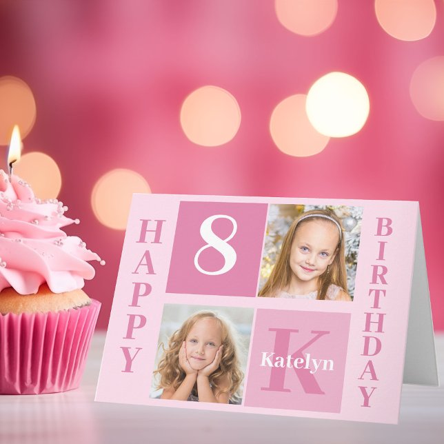 Carte Joyeuse fille d'anniversaire mignonne enfant rose  (Créateur téléchargé)