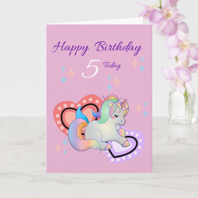 Carte Joyeuse fille du 5e anniversaire (Orchidée)