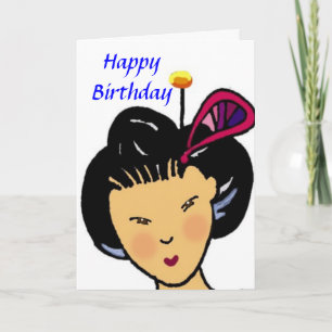 Carte Joyeuse fille japonaise anniversaire