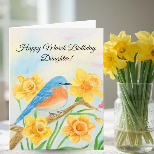 Carte Joyeuse Fille Mars Anniversaire Oiseau Bleu  (Créateur téléchargé)