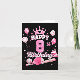 Carte Joyeuse fille pour son 8ème anniversaire Baseball