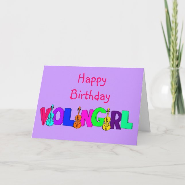 Carte Joyeuse fille violon anniversaire (Devant)