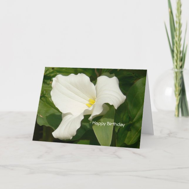 Carte Joyeuse Fleur blanche d'anniversaire (Devant)