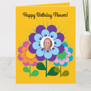 Carte Joyeuse Fleur d'anniversaire Retro joyeux