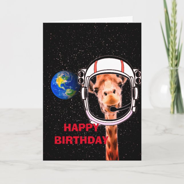 Carte Joyeuse Giraffe d'anniversaire dans l'Humour spati (Devant)
