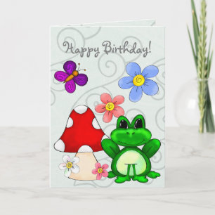 Carte Joyeuse Grenouille À L'Anniversaire Du Printemps
