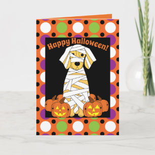 Carte Joyeuse Halloween Golden Retriever Mummy Card