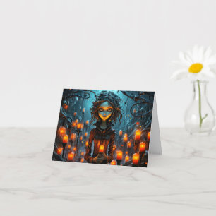 Carte Joyeuse illustration de sorcière gothique Hallowee