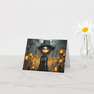 Carte Joyeuse illustration de sorcière gothique Hallowee