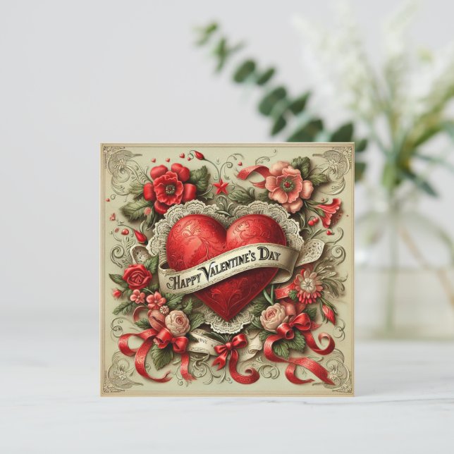 Carte Joyeuse illustration décorative de la Saint-Valent (Debout devant)