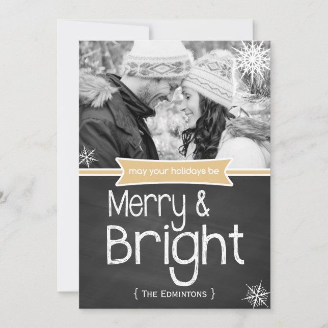 Carte Joyeuse Jaune Chalkboard Holiday (Devant)