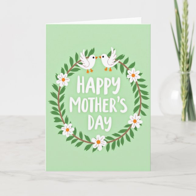 Carte Joyeuse Jour Couronne de Feuillage (Devant)