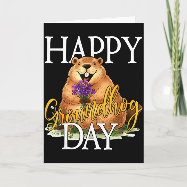 Carte Joyeuse journée de la marmotte Funny Marmotte Meme (Devant)