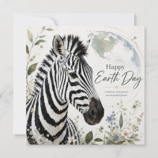 Carte Joyeuse Journée de la Terre Faune Zèbre (Devant)