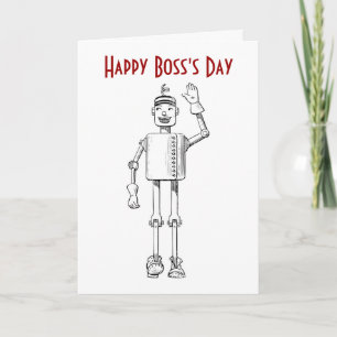 Carte Joyeuse Journée des Boss avec robot et texte perso