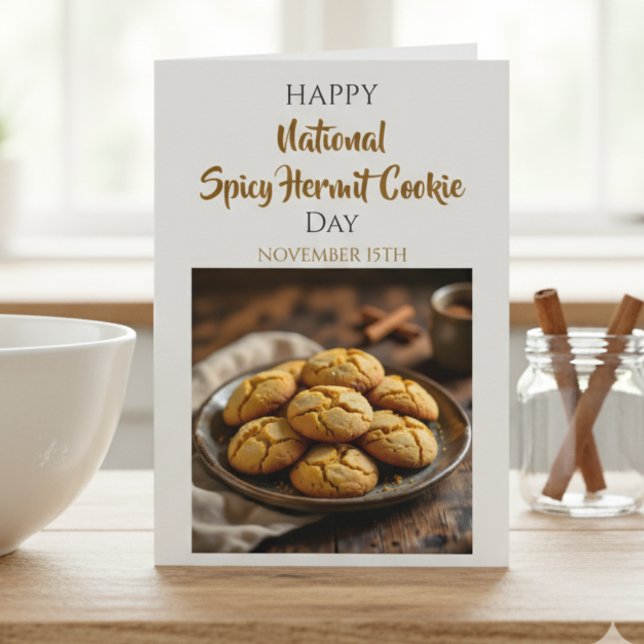 Carte Joyeuse Journée du Biscuit Ermite Épicé | 15 novem (Créateur téléchargé)