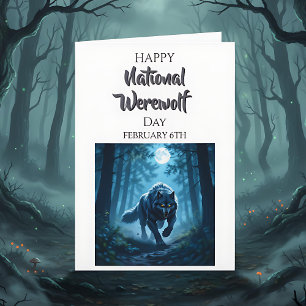 Carte Joyeuse Journée nationale du loup-garou 6 févrie