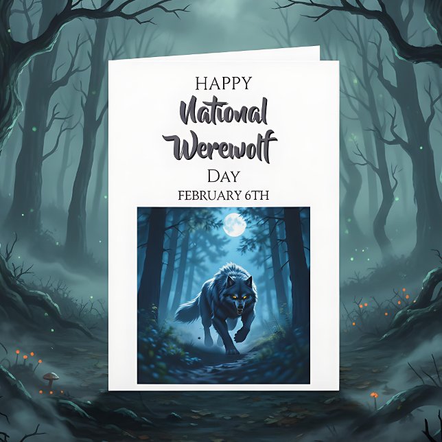 Carte Joyeuse Journée nationale du loup-garou | 6 févrie (Créateur téléchargé)