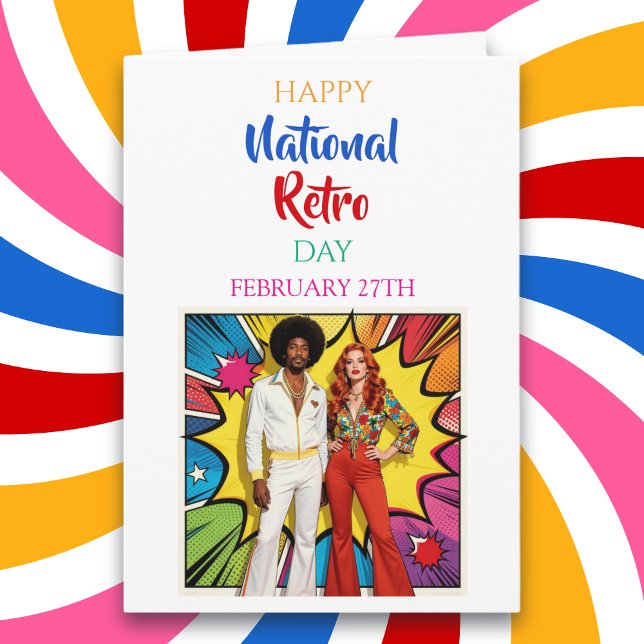 Carte Joyeuse Journée Nationale Rétro | 27 février (Créateur téléchargé)