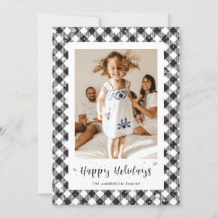 Carte Joyeuse Joyeuse Photo Plaid Noir Blanc
