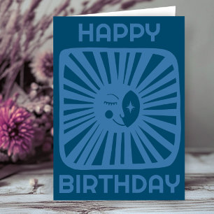Carte Joyeuse Lune de lumière HEUREUX ANNIVERSAIRE Custo