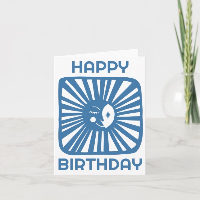 Carte Joyeuse Lune de lumière HEUREUX ANNIVERSAIRE Custo (Devant)