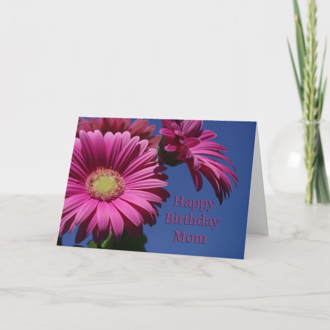 Carte Joyeuse maman d'anniversaire - Gerbera rose (Devant)
