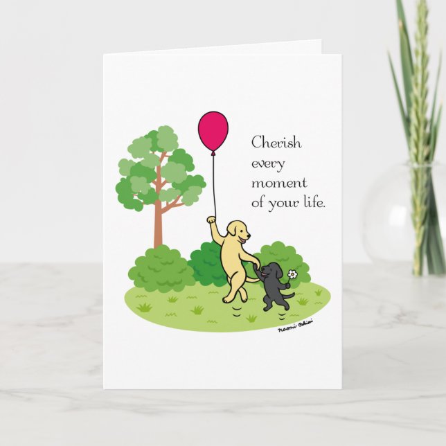 Carte Joyeuse Marche Labradors Cherish (Devant)