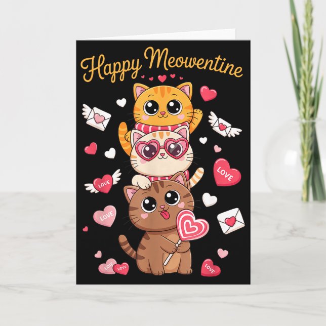 Carte Joyeuse Meowentines Mignonne Saint Valentin Amateu (Devant)