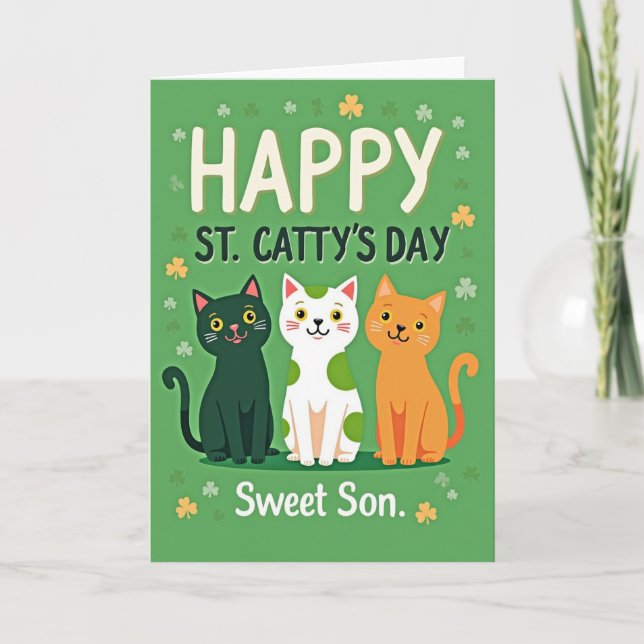 Carte Joyeuse Motif Chats Verts (Devant)