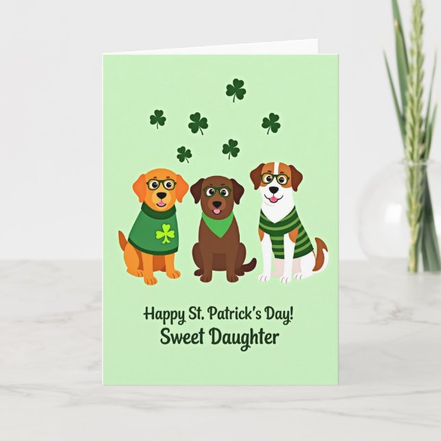 Carte Joyeuse Motif Chiens Trèfle (Devant)