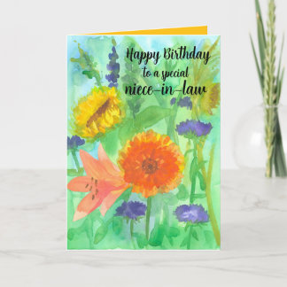 Carte Joyeuse nièce d'anniversaire dans le jardin de tou