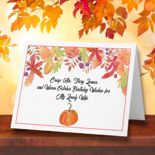 Carte Joyeuse octobre femme d'anniversaire avec Citrouil