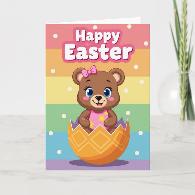 Carte Joyeuse Ours de Printemps (Devant)
