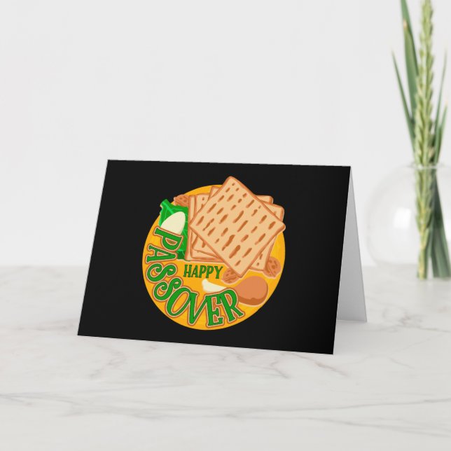 Carte Joyeuse Pâque avec une adorable Matzo de fête juiv (Devant)