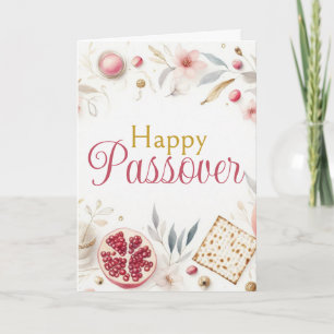 Carte Joyeuse Pâque - Fleurs de Grenade Matza