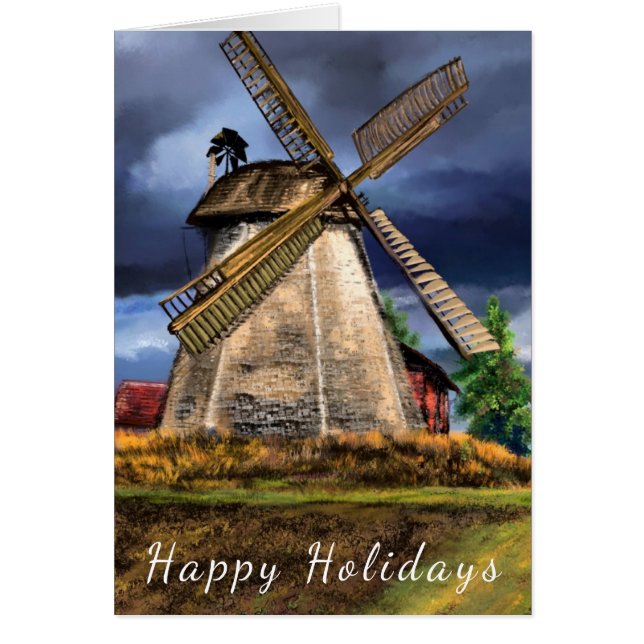 Carte Joyeuse Pays-Bas Windmill Paysage (Devant)
