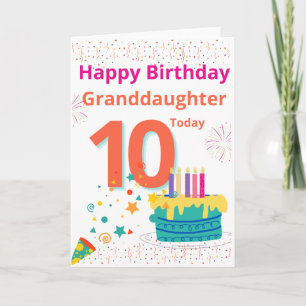 Carte Joyeuse petite-fille anniversaire - 10 aujourd'hui