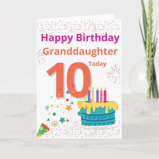 Carte Joyeuse petite-fille d'anniversaire - 10 aujourd'h (Devant)