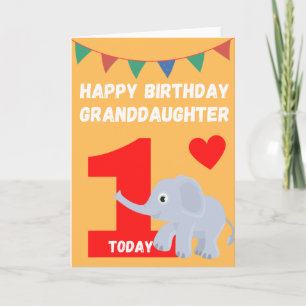 Carte Joyeuse petite-fille d'anniversaire - 1 Aujourd'hu