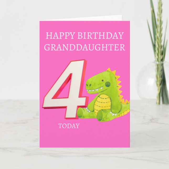 Carte Joyeuse petite-fille d'anniversaire - 4 aujourd'hu (Devant)