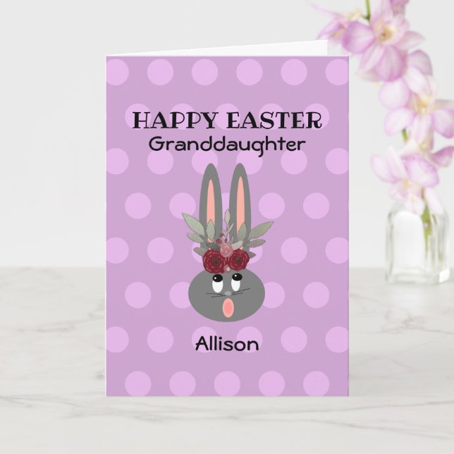 Carte Joyeuse Petite-fille de Pâques Lapin Floral Violet (Orchidée)