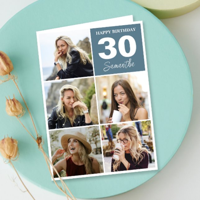 Carte Joyeuse photo d'anniversaire | Coller n'importe qu (Personalize the collage birthday greeting card to create a special keepsake for your loved one!)
