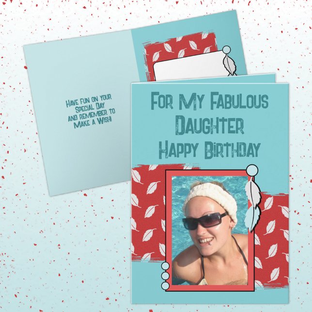 Carte Joyeuse photo fille anniversaire vert rouge (Créateur téléchargé)