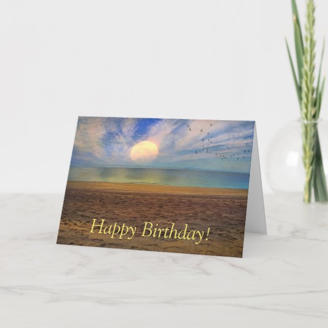 Carte Joyeuse plage de Sunset Birthday (Devant)