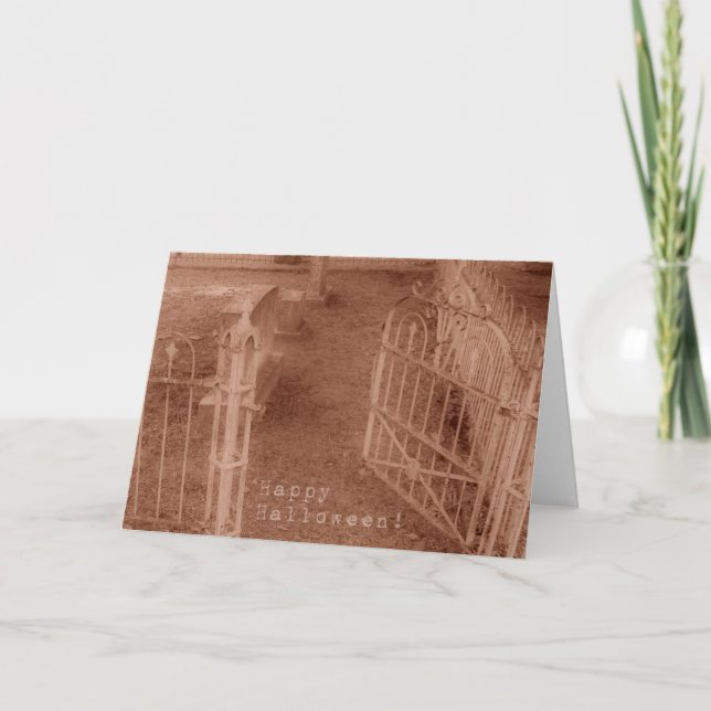Carte Joyeuse porte Cemetary Halloween (Devant)