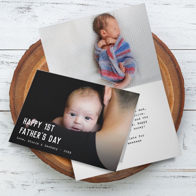 Carte Joyeuse première fête des pères 2 Photos (Happy First Father's Day 2 Photos Card)