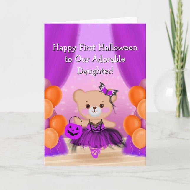 Carte Joyeuse première Halloween Ballerine Fille (Devant)