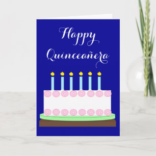 Carte Joyeuse Quinceañera : Fond bleu foncé