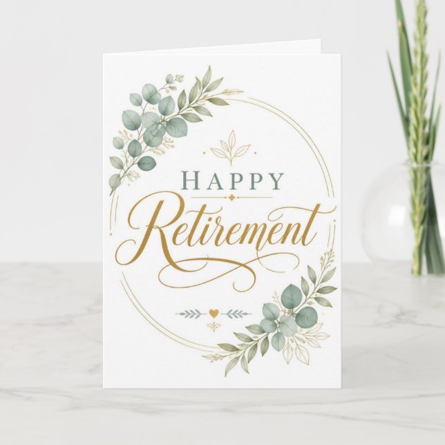 Carte Joyeuse Retraite Élégante Botanique (Devant)
